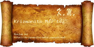 Krizmanits Máté névjegykártya